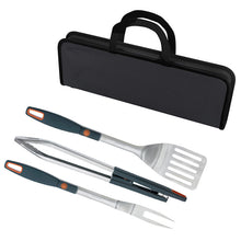 Outdoor BBQ stainless steel barbecue fork shovel clip three piece set with LED lights and detachable cleaning accessories BBQ tools