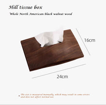 Hill solid wood desktop tissue box, living room household paper box, high-end modern minimalist whole wood