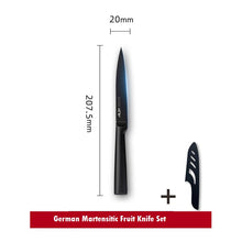 German stainless steel fruit knife, household melon and fruit knife, small and long with knife cover, peeler, scraper, portable case