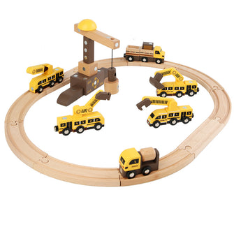 Magnetic DIY Engineering Train Set Combination Versatile Creative Building Blocks Assembly Wooden Track Toys Processing Customization