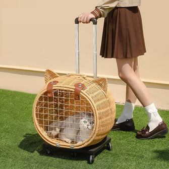 Cat bag, portable outdoor pet suitcase, woven suitcase, dog bag, high aesthetic value, stress resistant cat backpack