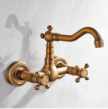 European-style copper home decoration antique simple into the wall kitchen faucet can rotate the kitchen washing basin cold and hot water faucet