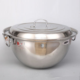 Stainless steel marching pot mutton soup pot thickened commercial hotel outdoor camping army pot two ear large wok