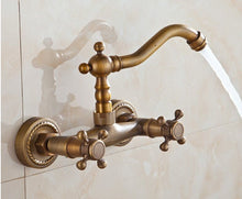 European-style copper home decoration antique simple into the wall kitchen faucet can rotate the kitchen washing basin cold and hot water faucet