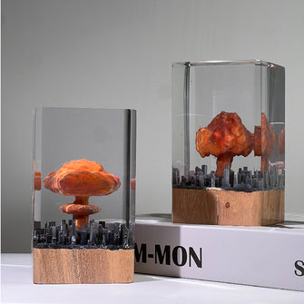 Nightlight ornament, Oppenheimer atomic bomb explosion mushroom cloud creative crystal epoxy resin handicraft