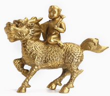 Copper Kirin Gift Ornament Kirin A Pair of Golden Boy and Jade Girl Home Bedroom Entrance Door Living Room Crafts Decoration