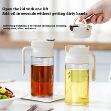 Automatic opening and closing oil pot, glass soy sauce bottle, large capacity, no oil hanging, household leak proof oil bottle, kitchen oil pouring bottle