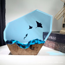 Resin Ocean Lamp Dropping Glue Diver Whale Desktop Ornament Creative Craft Birthday Gift Home Decoration