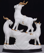 Ceramic Standing Three Sheep Kai Tai Ornament Three Yang Kai Tai Town House Wealth Attraction Zodiac Sheep Feng Shui Crafts Living Room Decoration