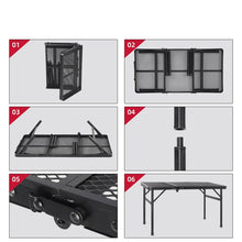 Outdoor camping folding table Portable iron mesh folding table can be lifted and adjusted multi-function moisture-proof barbecue mesh table