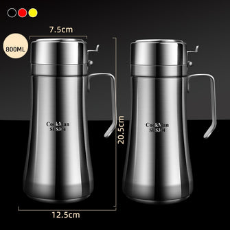 European style oil pot, new leak proof oil bottle, kitchen and household use, no oil hanging, soy sauce and vinegar seasoning bottle, stainless steel large size, 2-pack