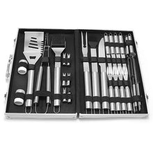 Stainless steel household outdoor barbecue tool set of 26 pieces BBQ aluminum box barbecue shovel fork clip combination set