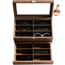 L2K glasses, sunglasses, watch storage box, jewelry box, large capacity multi-layer multi grid wooden sunglasses box, high