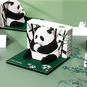 Panda 3D Notebook Creative Hand Tear Calendar Cultural and Creative Paper Carving Sticker Model Desktop Notebook Ornament