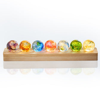 Qixi gifts Colorful glass crystal ball tabletop small night light starry seven stars auspicious light 4CM creative gifts