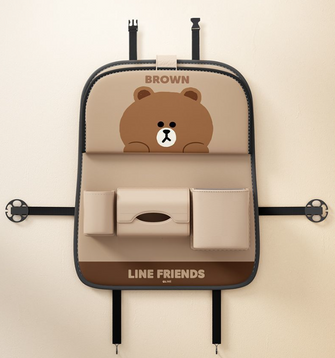 Brown Bear Car Backrest Storage Bag Hanging Bag Car Seat Back Storage Bag Storage Rack Interior Decoration