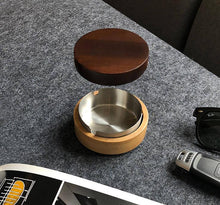 2021 New Nordic Creative stainless steel interior wooden ashtray with lid