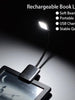 Adjust rechargeable strong and weak lighting mode black and white color button cell flexible metal hose neck led clip book light