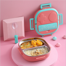 304 stainless steel children's lunch box heat preservation cute spoon cutlery portable compartment bento lunch box