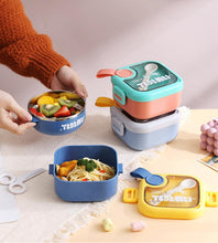 304 Stainless Steel or Plastic Liner Kids Lunch Box with Handle Insulation Food Bowl with Spoon/Scissors