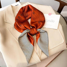 Latest ladies 70*70cm plain silk head scarf women fashion small polka dots print silk small square neck tie scarf