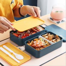 Children's portable 2-layer bento can hold sushi fruit dessert multi-color optional logo plastic lunch box