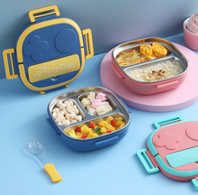 304 stainless steel children's lunch box heat preservation cute spoon cutlery portable compartment bento lunch box