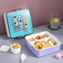 American Cute Cartoon Pattern Child Lunch Box Square 3 Compartment School Tiffin Box for Kids with Sauce Cup