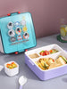 American Cute Cartoon Pattern Child Lunch Box Square 3 Compartment School Tiffin Box for Kids with Sauce Cup