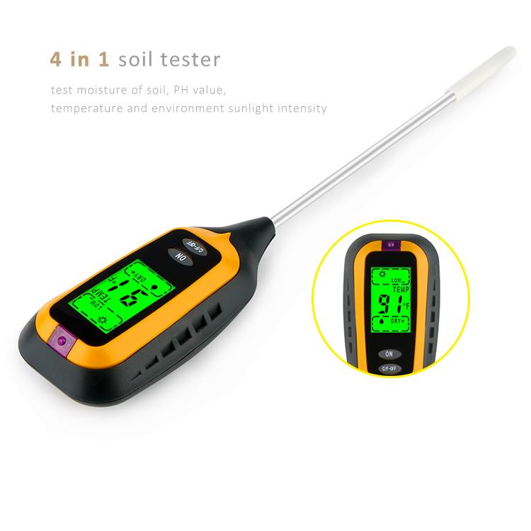 Battery Powered 4 in 1 soil survey instrument tester Lighting soil moi ...