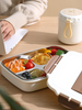 304 stainless steel square lunch box with cutlery, four-compartment lunch box, adult student lunch box