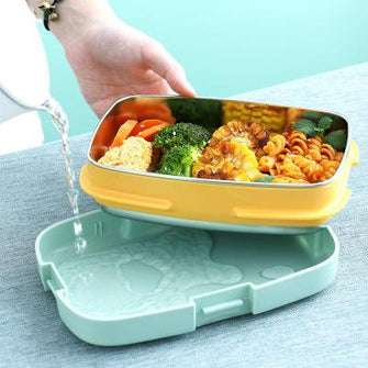 Environmentally friendly metal food container lunch box stainless steel three-in-one lunch box