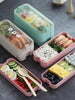 Creative wheat straw three-layer student lunch box outdoor picnic lunch box bento degradable lunch box for kids