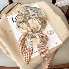 Latest ladies 70*70cm plain silk head scarf women fashion small polka dots print silk small square neck tie scarf