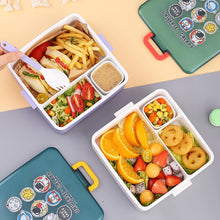 American Cute Cartoon Pattern Child Lunch Box Square 3 Compartment School Tiffin Box for Kids with Sauce Cup