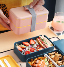 Children's portable 2-layer bento can hold sushi fruit dessert multi-color optional logo plastic lunch box