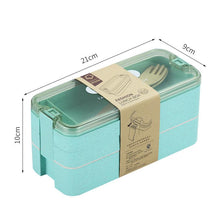 Creative wheat straw three-layer student lunch box outdoor picnic lunch box bento degradable lunch box for kids