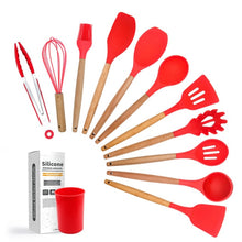 Wooden Handle Kitchenware 11 Piece Silicone Kitchenware Set Silicone Kitchenware Set Non-stick Cookware Silicone Spatula Set