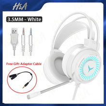 H&A Gaming Headsets Gamer Headphones Surround Sound Stereo Wired Earphones USB Microphone Colourful Light PC Laptop Game Headset