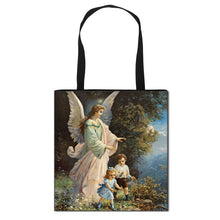 Oil Painting Fairy / Love Angel Print  Shoulder Bag Women Fashion Handbag Ladise Canvas Shopping Bag Big Capacity Large Totes